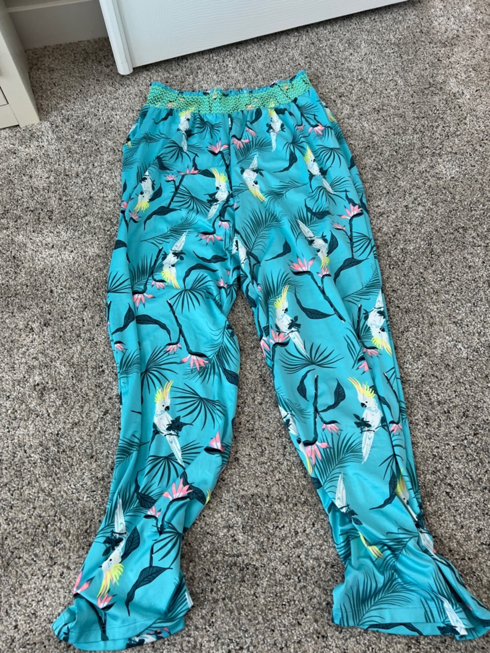 Turquoise Tropical Cockatoo Kids Pajama Pants